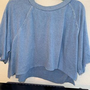 Aerie Women's Blue Cropped Crew Neck Sweatshirt Size M